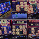 Joueur sur les machines à sous des casinos de La Vegas